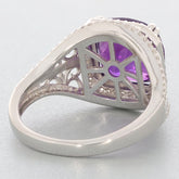 Emerald Purple Amethyst Sterling Silver Ring showcasing exquisite detailing and elegant gemstone setting.